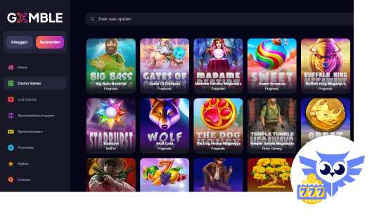 Spelaanbod Gxmble casino spellen