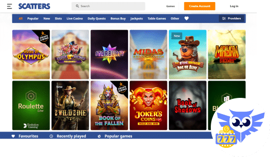 Spelaanbod Scatters casino spellen