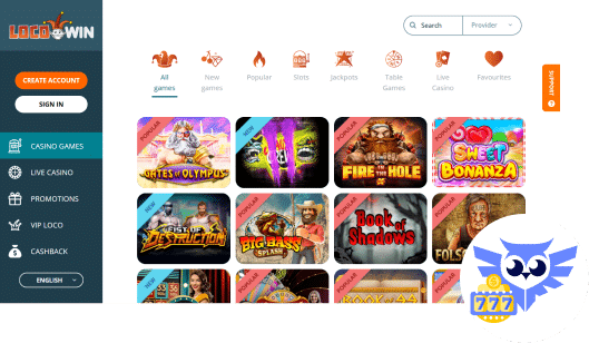 Spelaanbod bij LocoWin casino