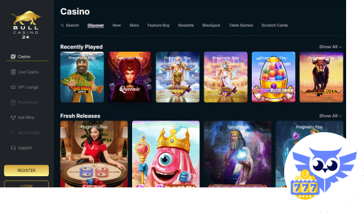 Spelaanbod in het Bull Casino 24