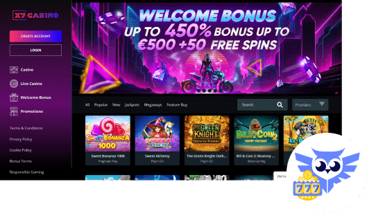 Spelaanbod in het X7 casino