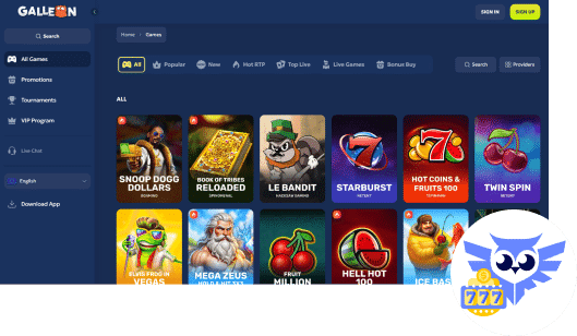 Galleon bet spelaanbod is gigantisch met bijna 10.000 games